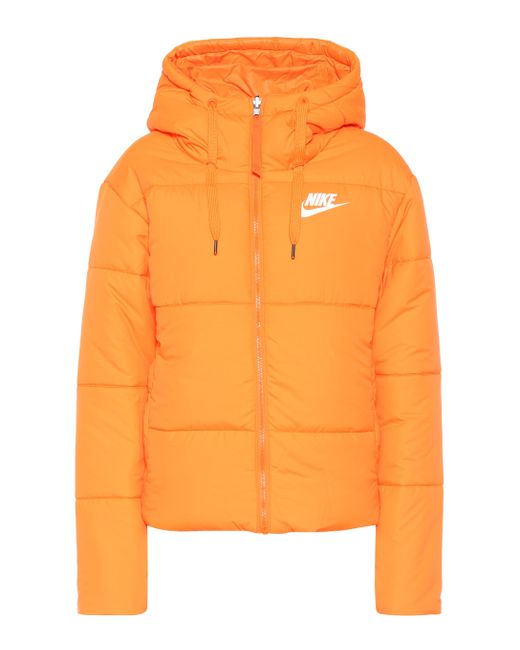 Nike Hooded Puffer Jacket in Orange | Lyst