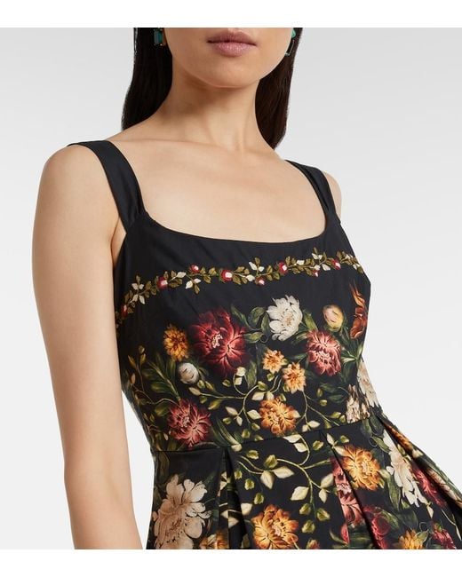 Agua Bendita Black Alcaparra Floral Cotton Midi Dress
