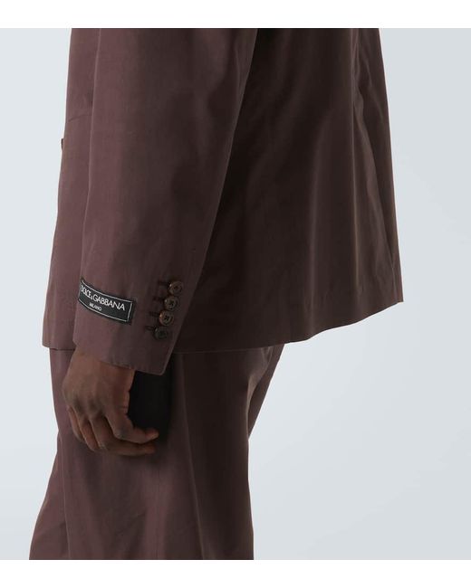 Dolce & Gabbana Brown Cotton And Silk Poplin Blazer for men