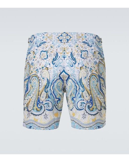 Orlebar Brown Blue Bulldog Paisley Swim Trunks for men