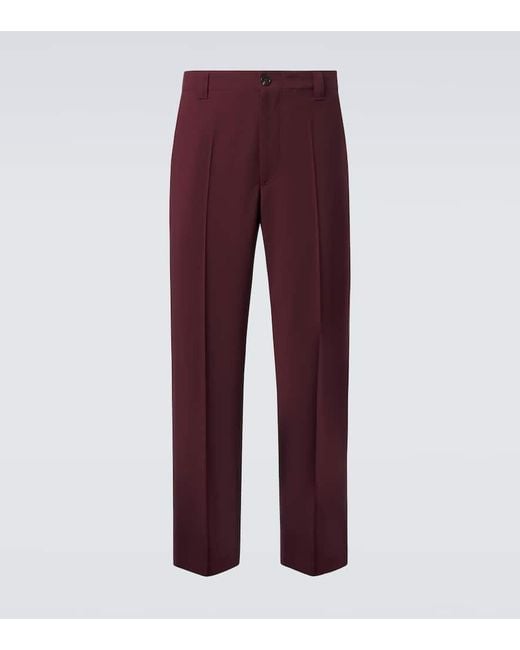Gucci Gerade Hose Aus Wollgabardine in Red für Herren