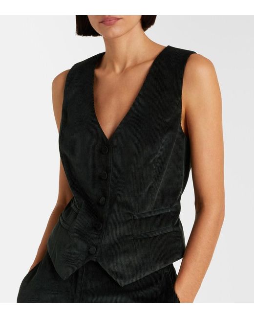 Gabriela Hearst Black Coleridge Cotton Corduroy Vest