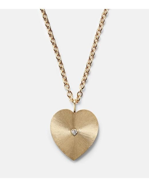Marie Lichtenberg White Heart Jumbo 18Kt Pendant Necklace With Diamond