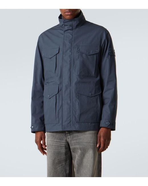 Stone Island Blue Compass Cotton Canvas Field Jacket for men