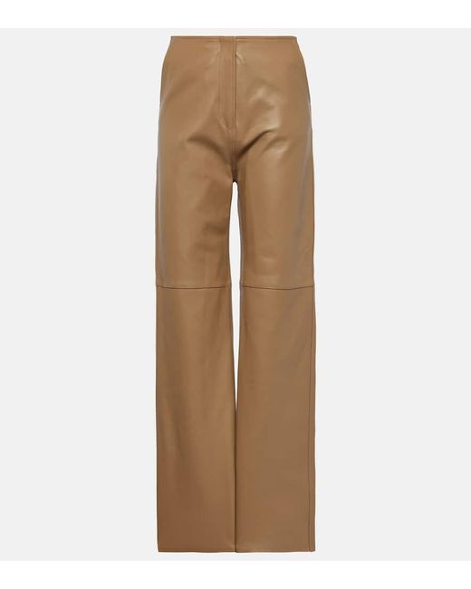 Totême  Natural High-Rise Leather Straight Pants