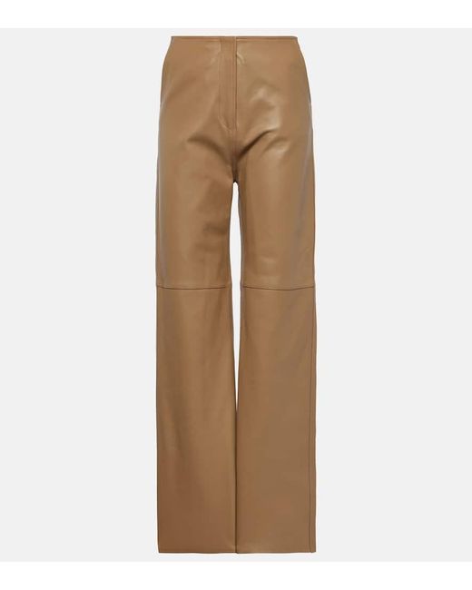 Totême  Natural High-rise Leather Straight Pants