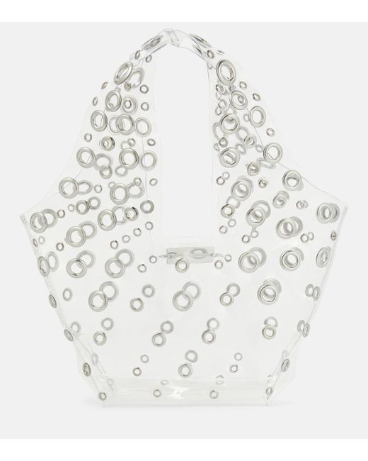 Rabanne White Grommet Embellished Pvc Tote Bag
