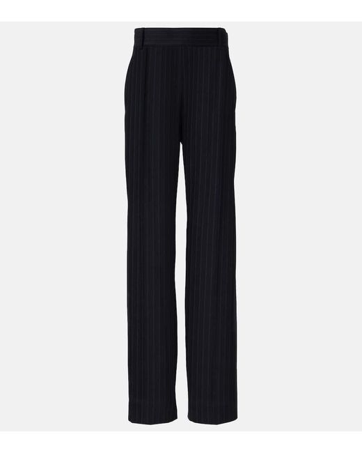 Khaite Blue Cambie Chalkstripe High-Rise Straight Pants