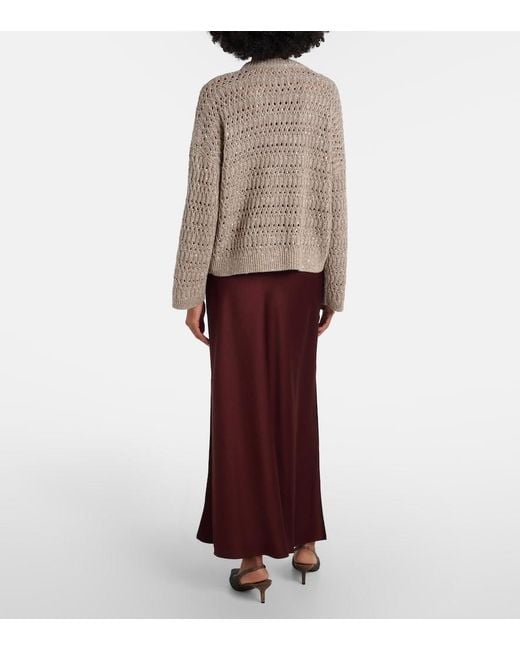 Brunello Cucinelli Purple Satin Maxi Skirt