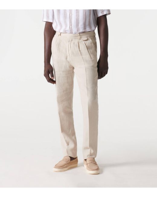 Brunello Cucinelli Natural Linen Slim Pants for men
