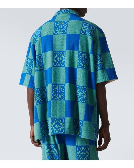 Loewe Blue Paula's Ibiza Anagram Cotton-blend Bowling Shirt for men