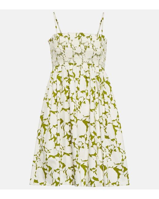Tory Burch Yellow Floral Cotton Poplin Minidress