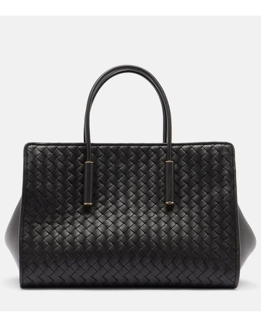 Bottega Veneta Black Barbara Small Intrecciato Leather Tote Bag