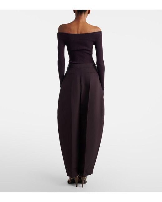 Alaïa Blue Poplin Barrel-Leg Pants