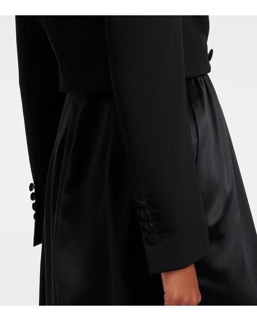 Dolce & Gabbana Black Cropped Cotton-Blend Tuxedo Jacket