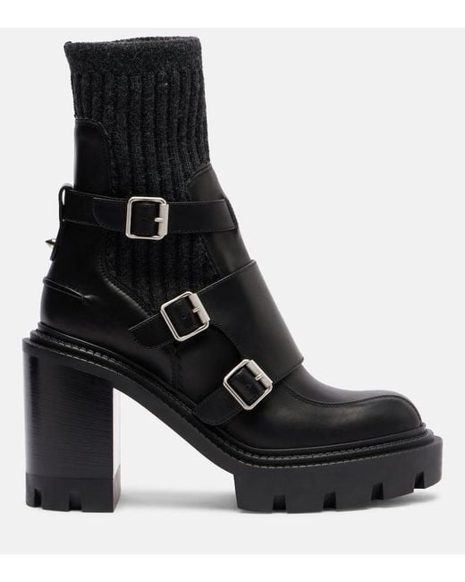 Christian Louboutin Black Cortinetta College 100 Leather Ankle Boots