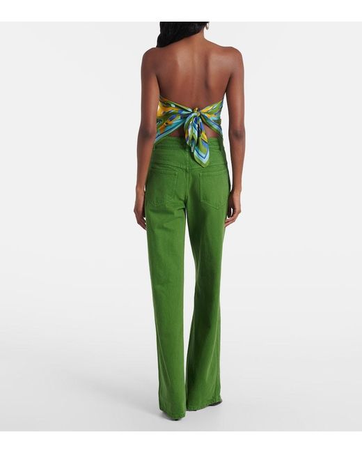 Christopher Esber Green Floral Silk Scarf