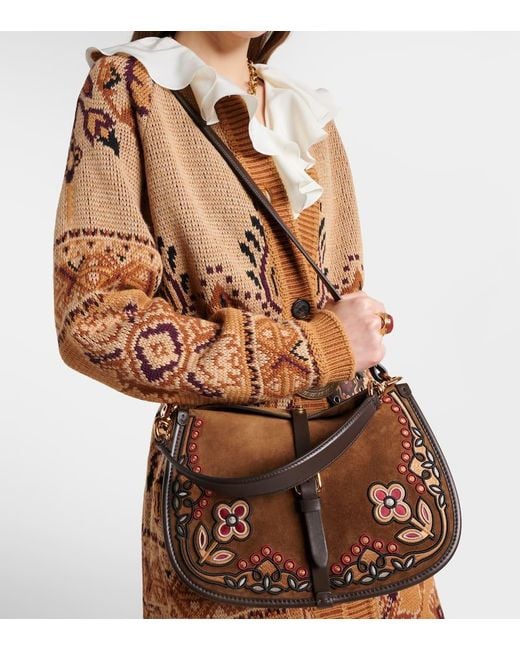 Etro Brown Suede Shoulder Bag