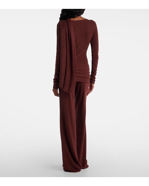 AYA MUSE Red Draped Silk-Blend Top