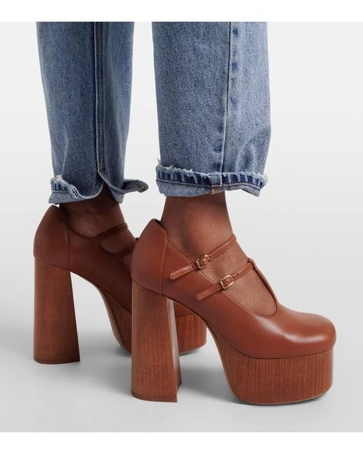 Chloé Brown Mary-Jane-Pumps Aus Leder