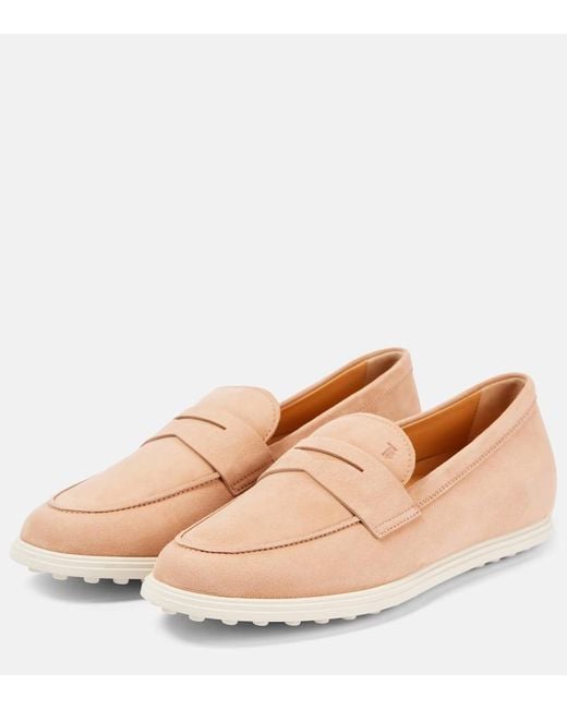 Tod's Natural Gommino Suede Loafers