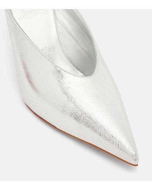 Christian Louboutin White Miss Z Slimimule Leather Heeled Mules 80