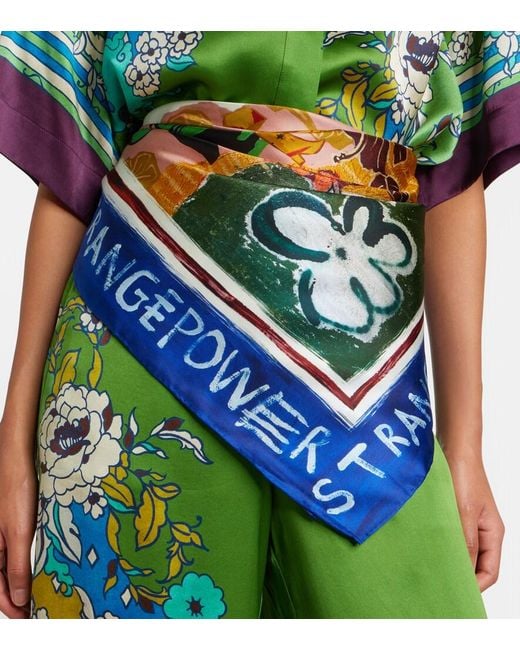 ALÉMAIS Blue X Mlak Tangible Love Printed Silk Twill Scarf