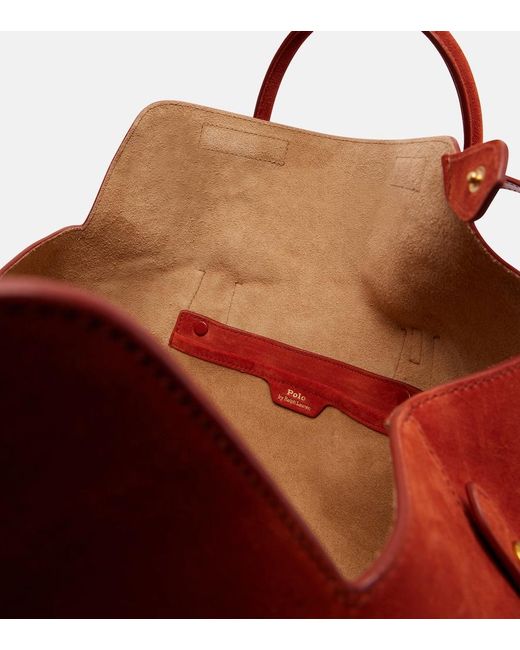 Polo Ralph Lauren Red Bellport Medium Suede Tote Bag
