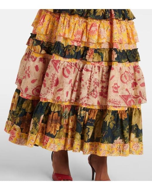 Valentino Yellow Maxirock Aus Baumwollmusselin