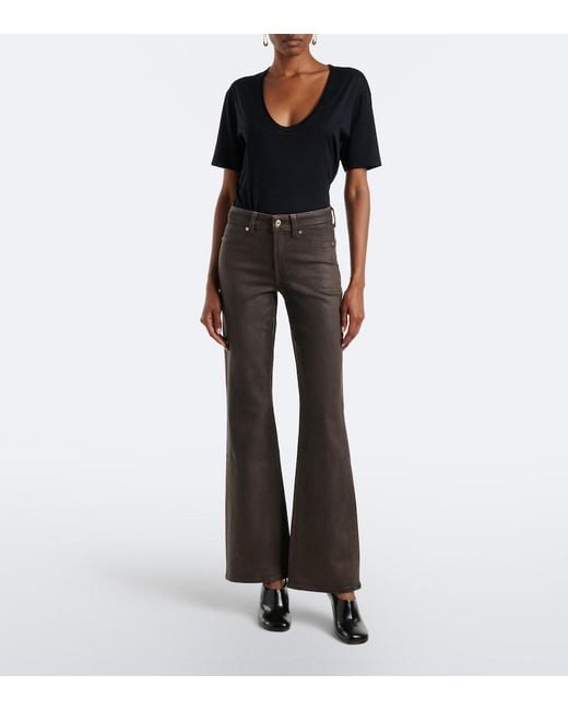 7 For All Mankind Black The Leggy Bootcut Coated Jeans