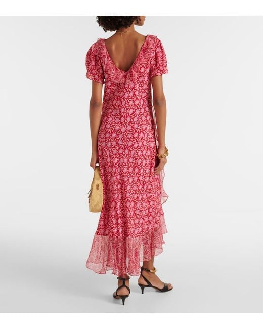Robe Midi Clementina En Crepe A Fleurs Rixo en coloris Pink