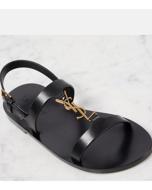 Saint Laurent Black Cassandre Sandals