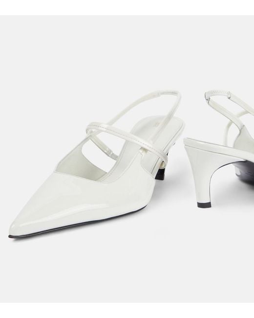 Totême White Sharp 50 Patent Leather Slingback Pumps