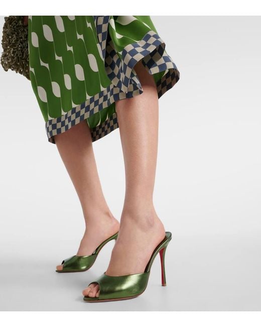 Christian Louboutin Green Me Dolly 100 Metallic Leather Mules