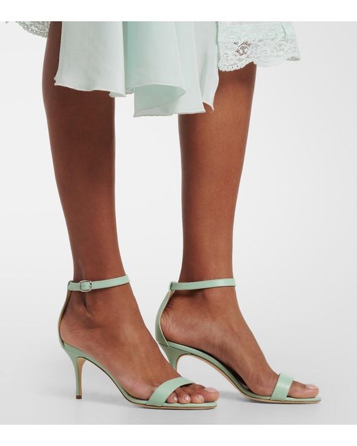 Manolo Blahnik Metallic Chaos Leather Sandals