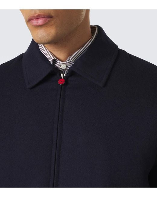 Kiton Blue Wool Bomber Jacket for men