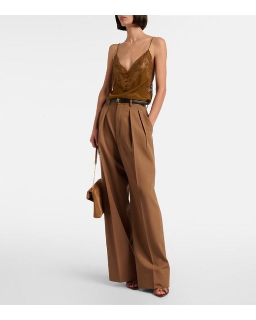 Saint Laurent Brown Emilie Crepe Satin Mules