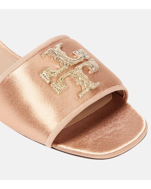 Tory Burch Natural Verzierte Pantoletten Eleanor Aus Satin