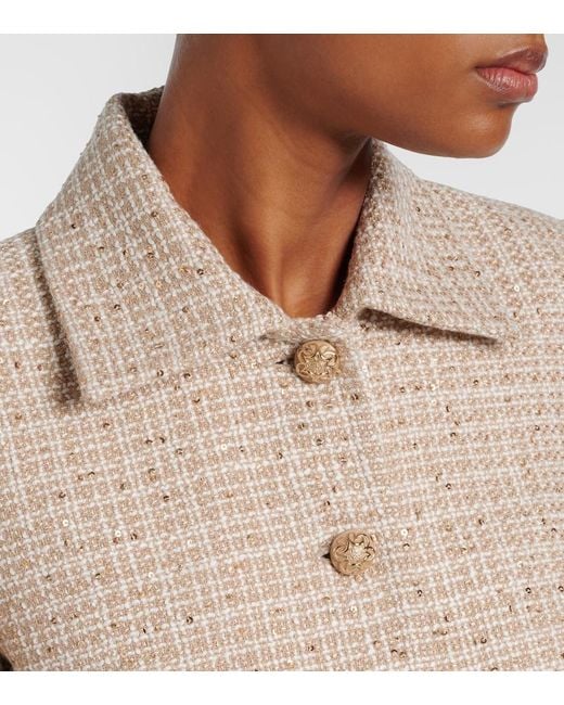 Elie Saab Natural Sequined Tweed Jacket