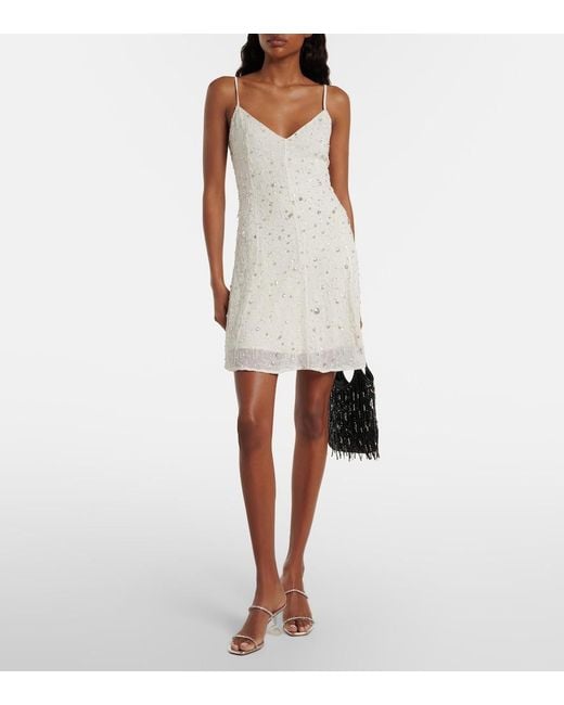 Staud White Emily Embellished Tulle Minidress