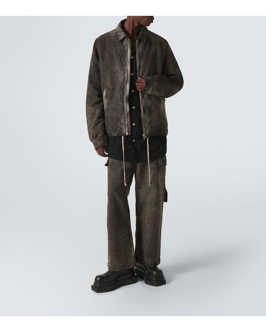 Rick Owens Gray Denim Cargo Pants for men