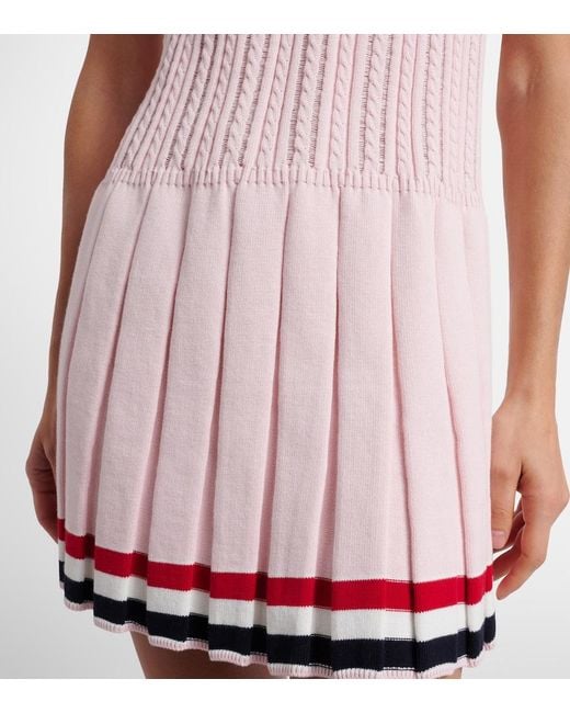 Thom Browne Pink Pleated Cotton Minidress