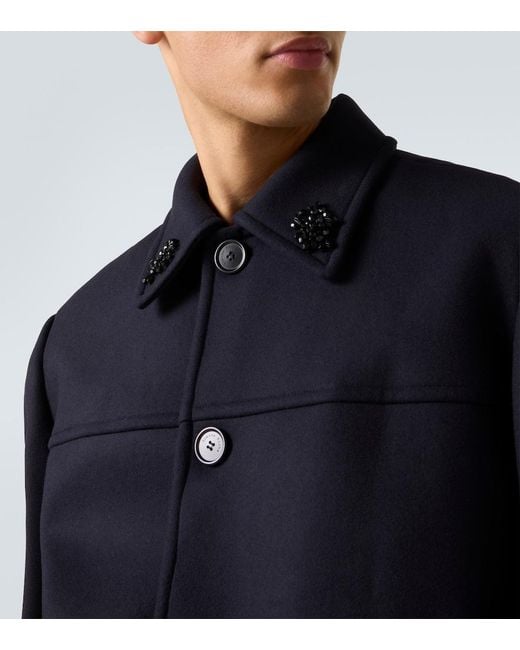 Simone Rocha Blue Embellished Wool-Blend Jacket for men