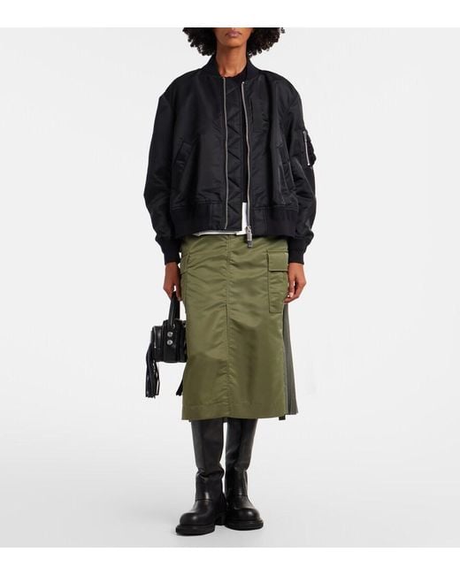 Sacai Black Nylon Bomber Jacket