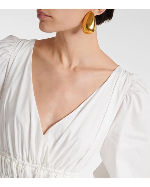 Altuzarra White Kathleen Ruched Cotton-blend Midi Dress