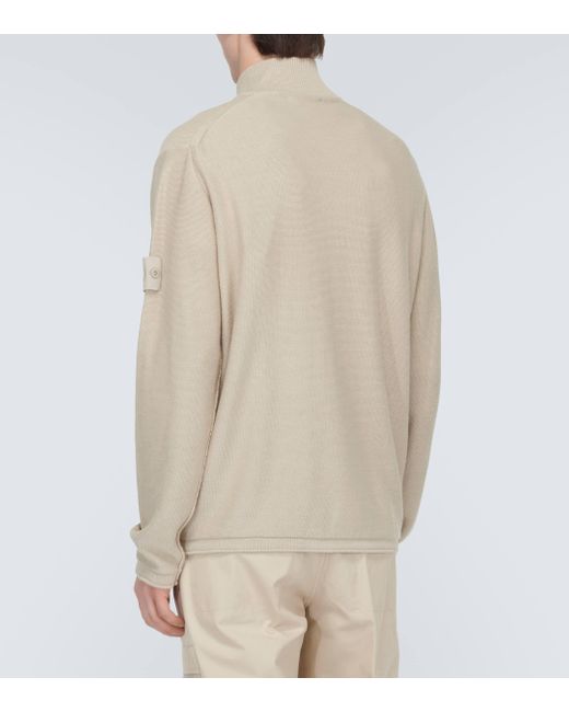 Stone Island Natural Compass Cotton And Cashmere Zip-up Sweater for men