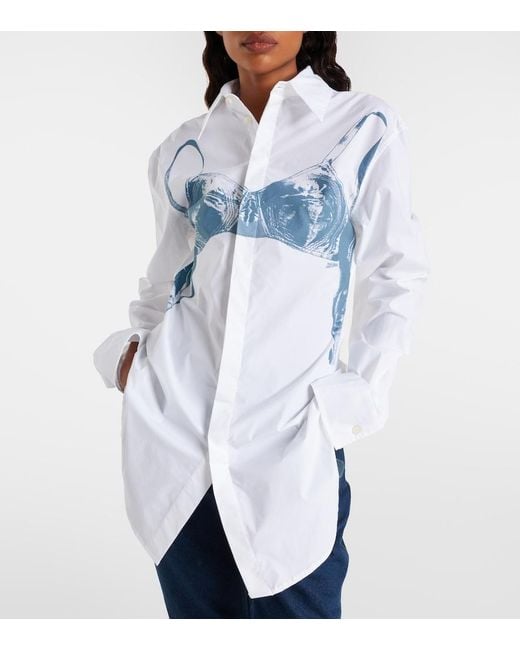 Jean Paul Gaultier Blue Printed Cotton-Blend Shirt