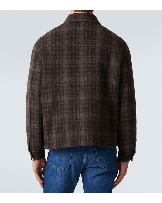 FRAME Black Checked Virgin Wool Blouson Jacket for men