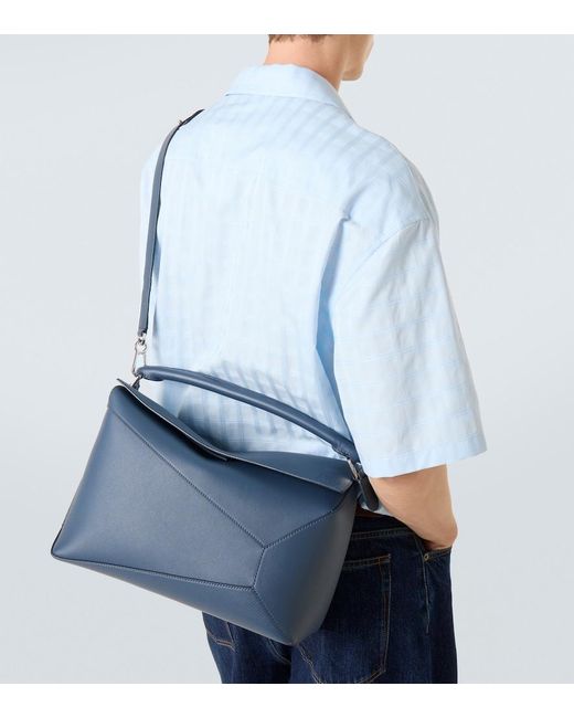 Loewe Blue Puzzle Edge Large Leather Shoulder Bag for men
