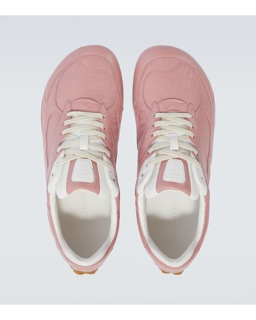 Bottega Veneta Pink Orbit Flash Leather Sneakers for men